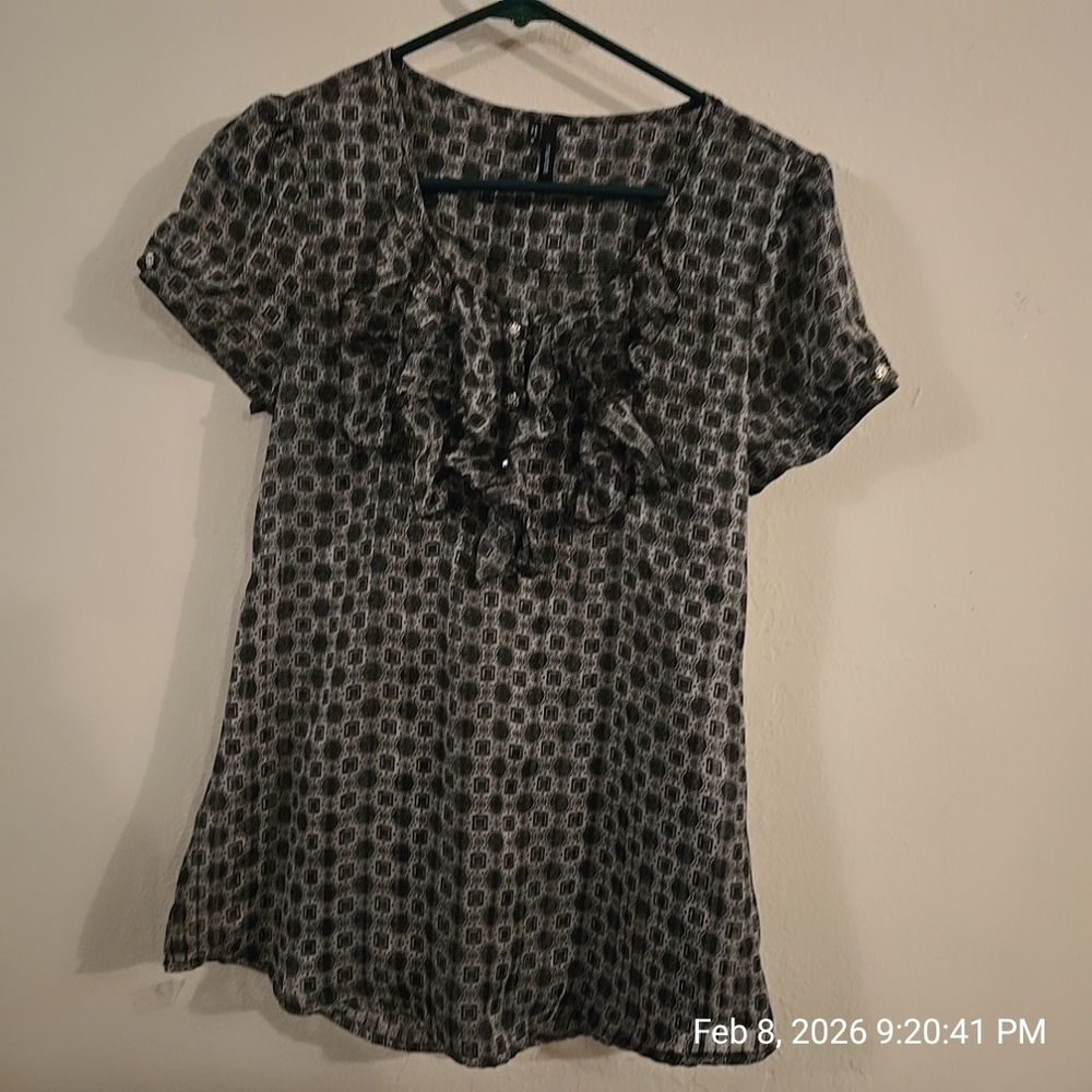 Maurices Black and Gray Patterned Blouse